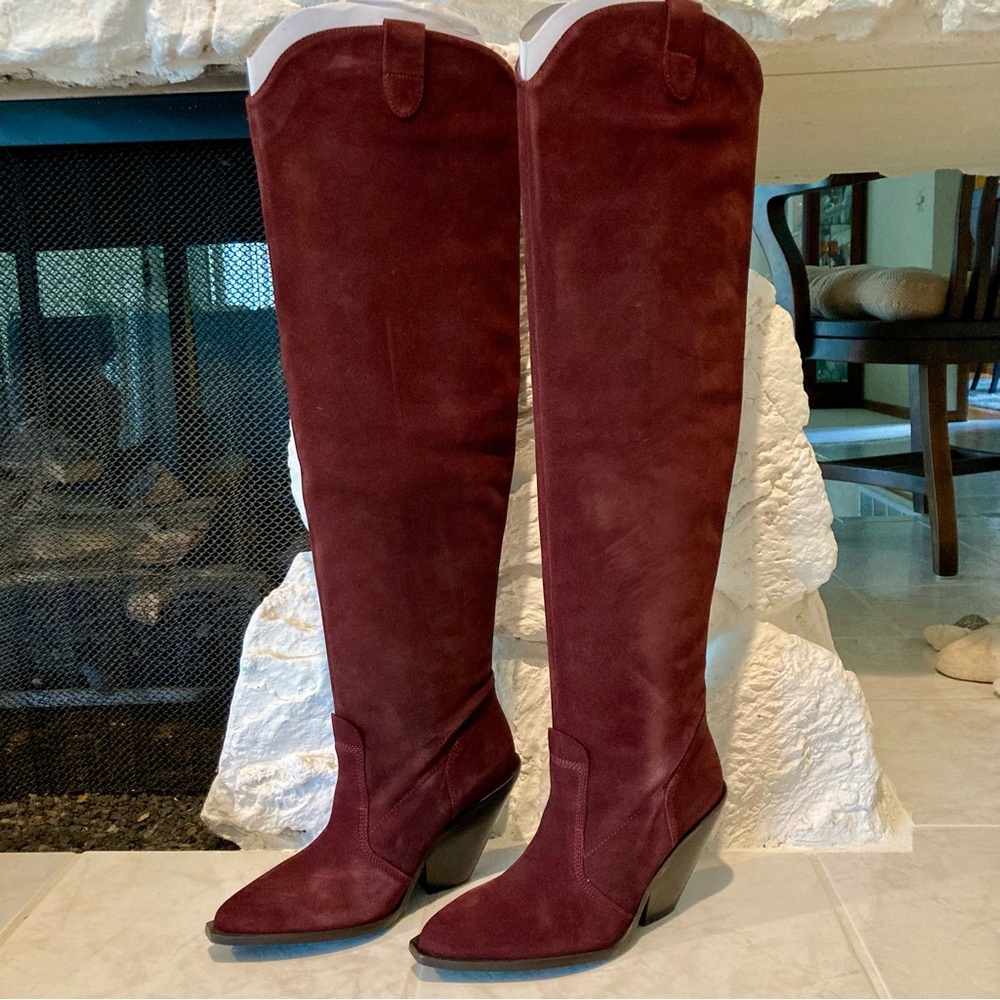 NWT and box Free People brand triple crown over the knee suede boots- size 8 - Picture 4 of 16